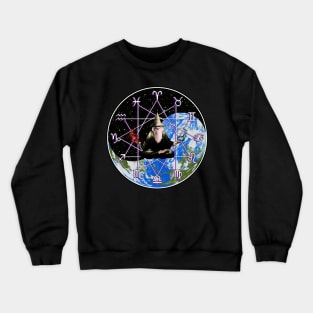 Zodiac Wizard: Earth and Space Yin Yang - Occult Astrology Design Crewneck Sweatshirt